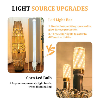 Natural Rattan Handcrafted LED Floor Lamp 93.5cm