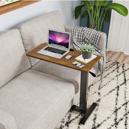 Black & Walnut Adjustable Rolling Laptop Desk With Tiltable Dual Top