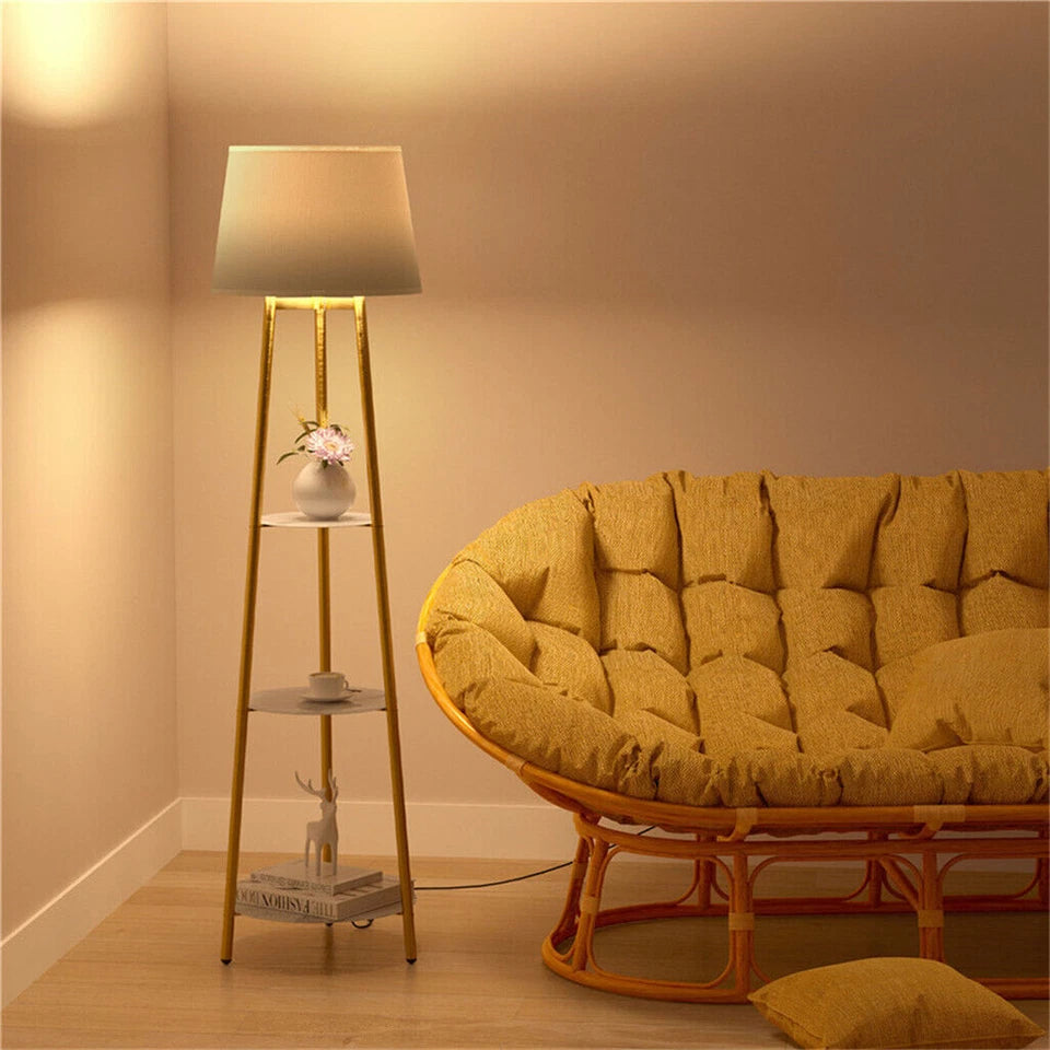 160cm Tall LED Floor Lamp Marble Shelves Corner Free Standing Lamp Reading Light