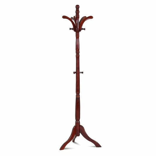 6ft Redwood Wooden Coat Rack Stand with 13 Hooks Organizer