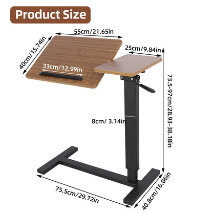 Black & Walnut Adjustable Rolling Laptop Desk With Tiltable Dual Top