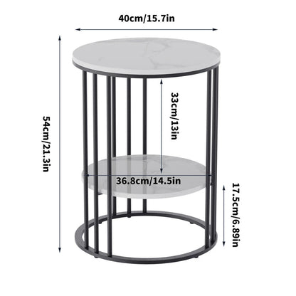 Heavy Duty Marble Side End Table Coffee Table Flower Tray Open Shelf Nightstand