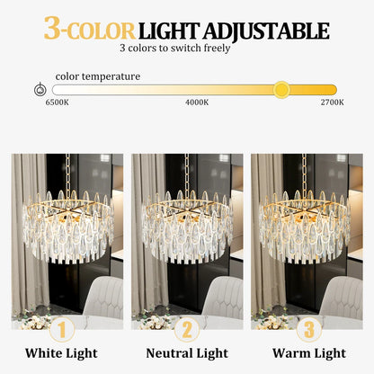 Glam Raindrop & Oblong Crystal Chandelier Lamp