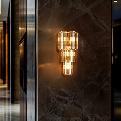 Gold 3 Tier Crystal Wall Sconce with 3 Lights