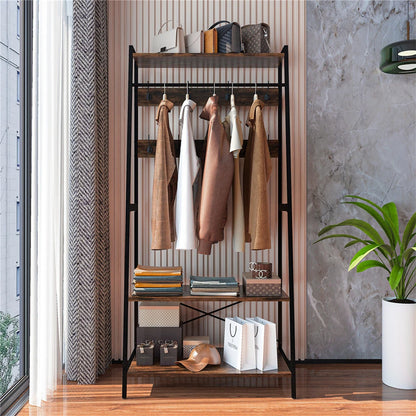Industrial Wall-Mounted Clothes Rack Iron Black