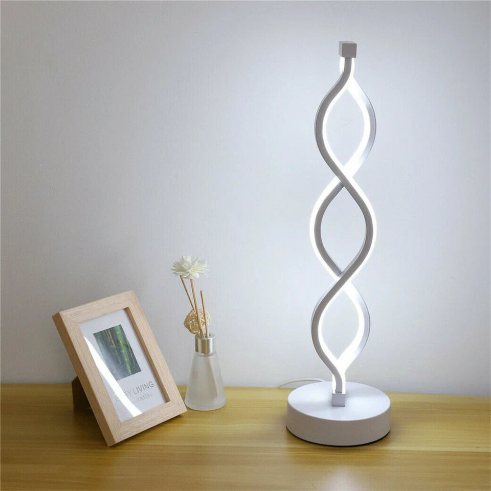Bedside Lamp 3 Way Dimmable Spiral LED Table Lamp Nightstand Desk Reading Light