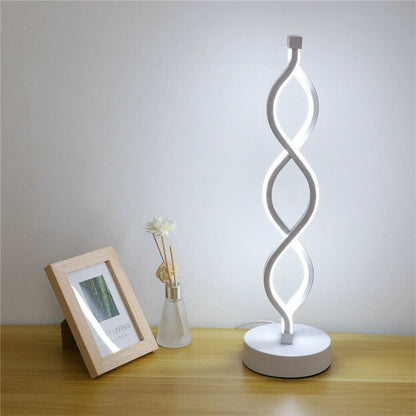 Bedside Lamp 3 Way Dimmable Spiral LED Table Lamp Nightstand Desk Reading Light