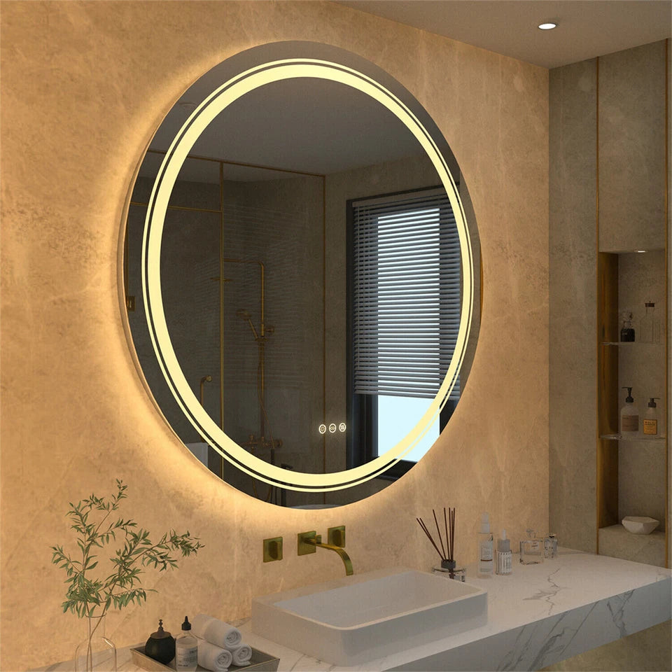 Large Round LED Bathroom Mirror Anti-fog Dimmable Vanity Mirror