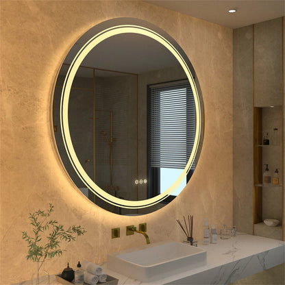 Large Round LED Bathroom Mirror Anti-fog Dimmable Vanity Mirror