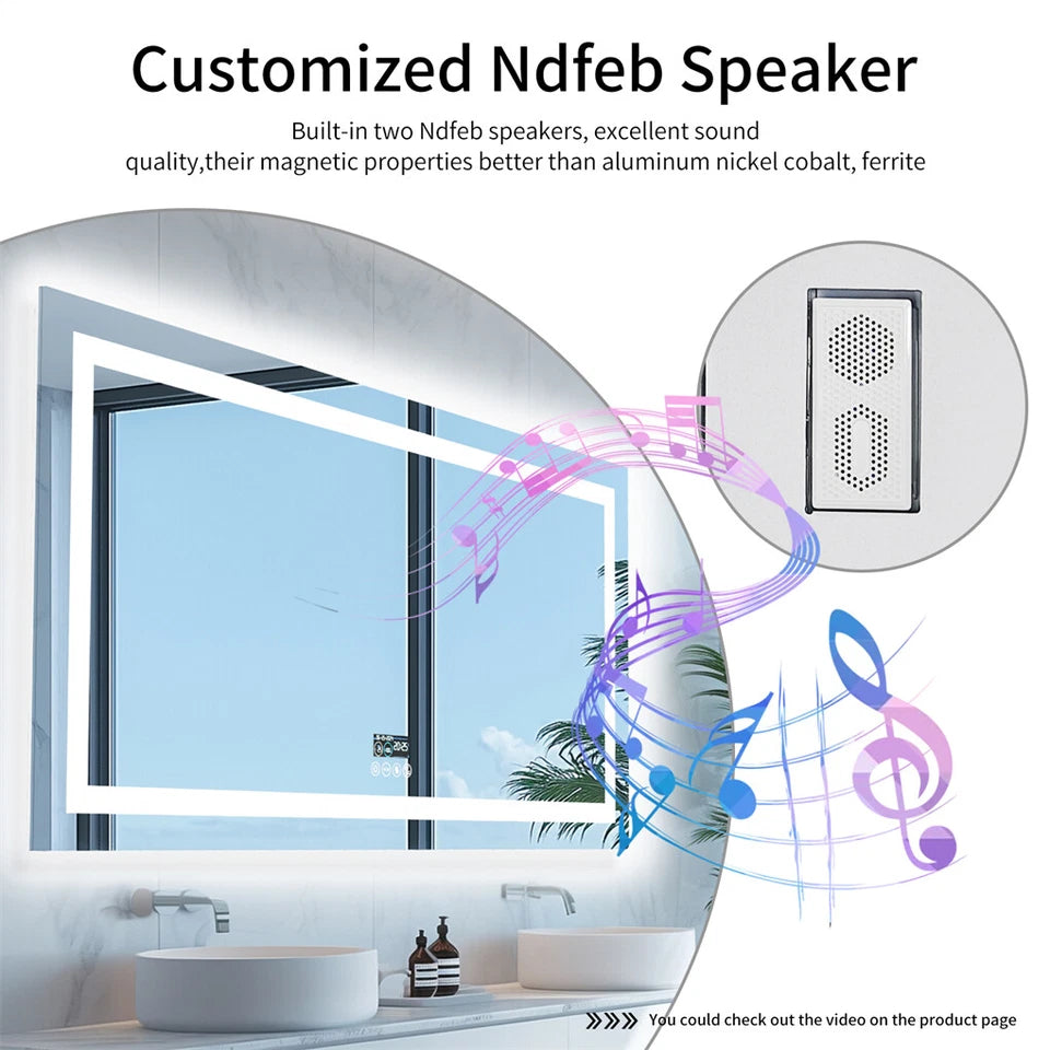 FIN Huge 1.8m Bluetooth LED Bathroom Mirror Dual Lights Dimming Music Vanity Mirror