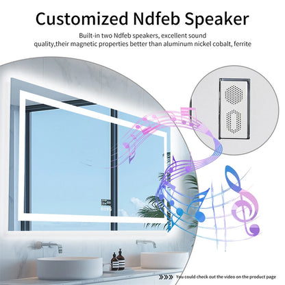 FIN Huge 1.8m Bluetooth LED Bathroom Mirror Dual Lights Dimming Music Vanity Mirror