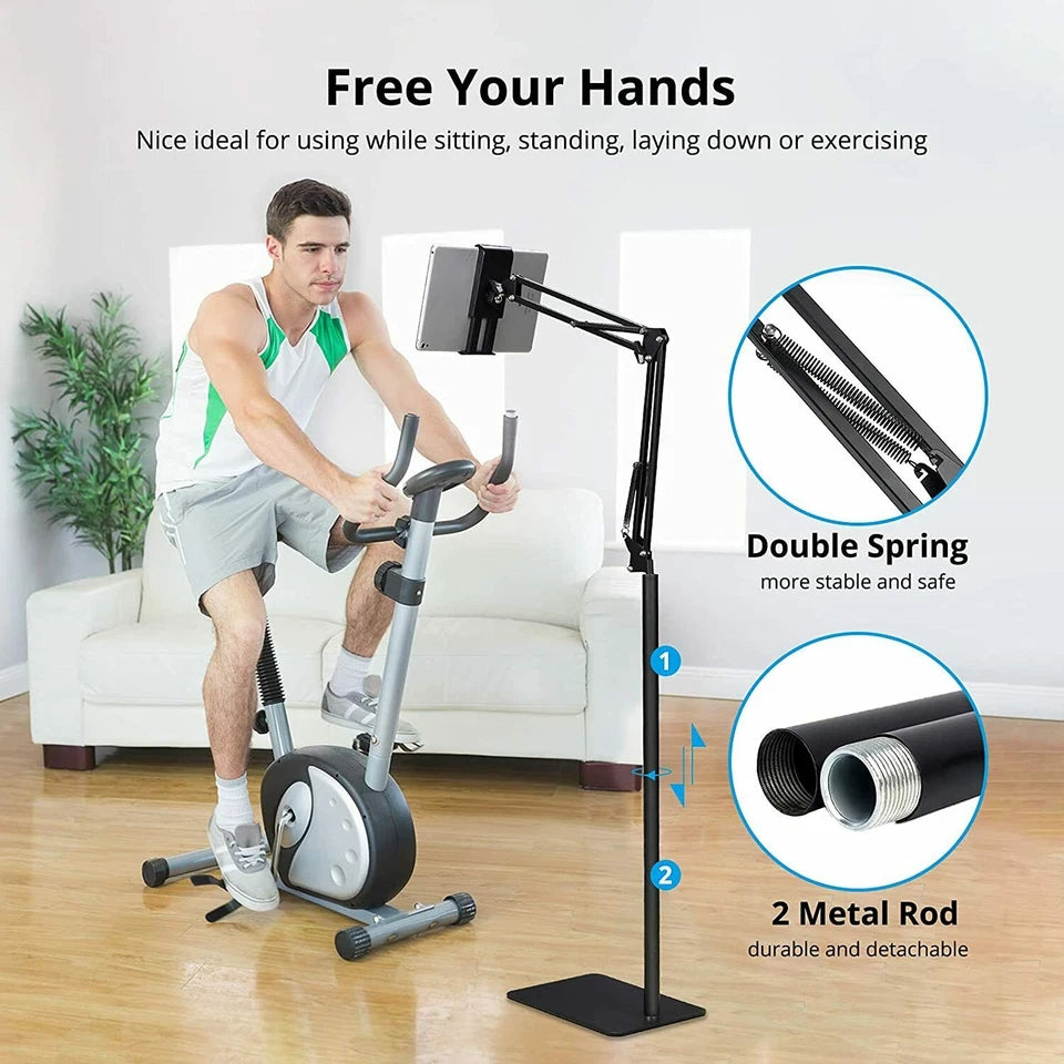 Portable Tripod Phone Tablet Mount with 360° Clamp and Flexible Arms for Video, Streaming