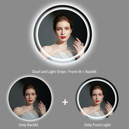 Large Round LED Bathroom Mirror Anti-fog Dimmable Vanity Mirror