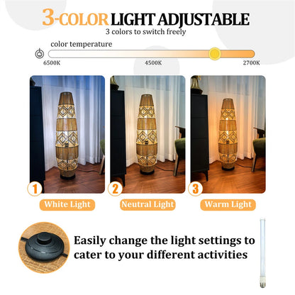 Natural Rattan Handcrafted LED Floor Lamp 93.5cm