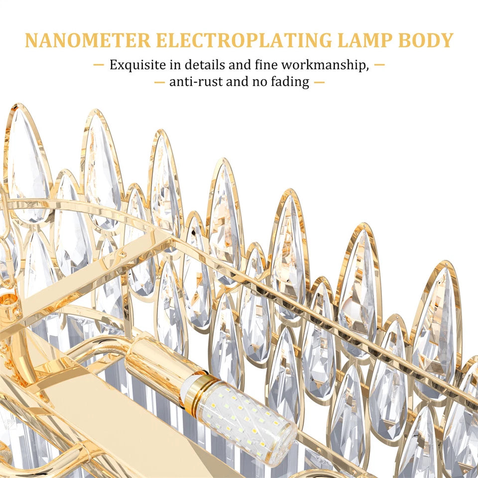 80cm Gold Crystal Chandelier with 3 Light Settings