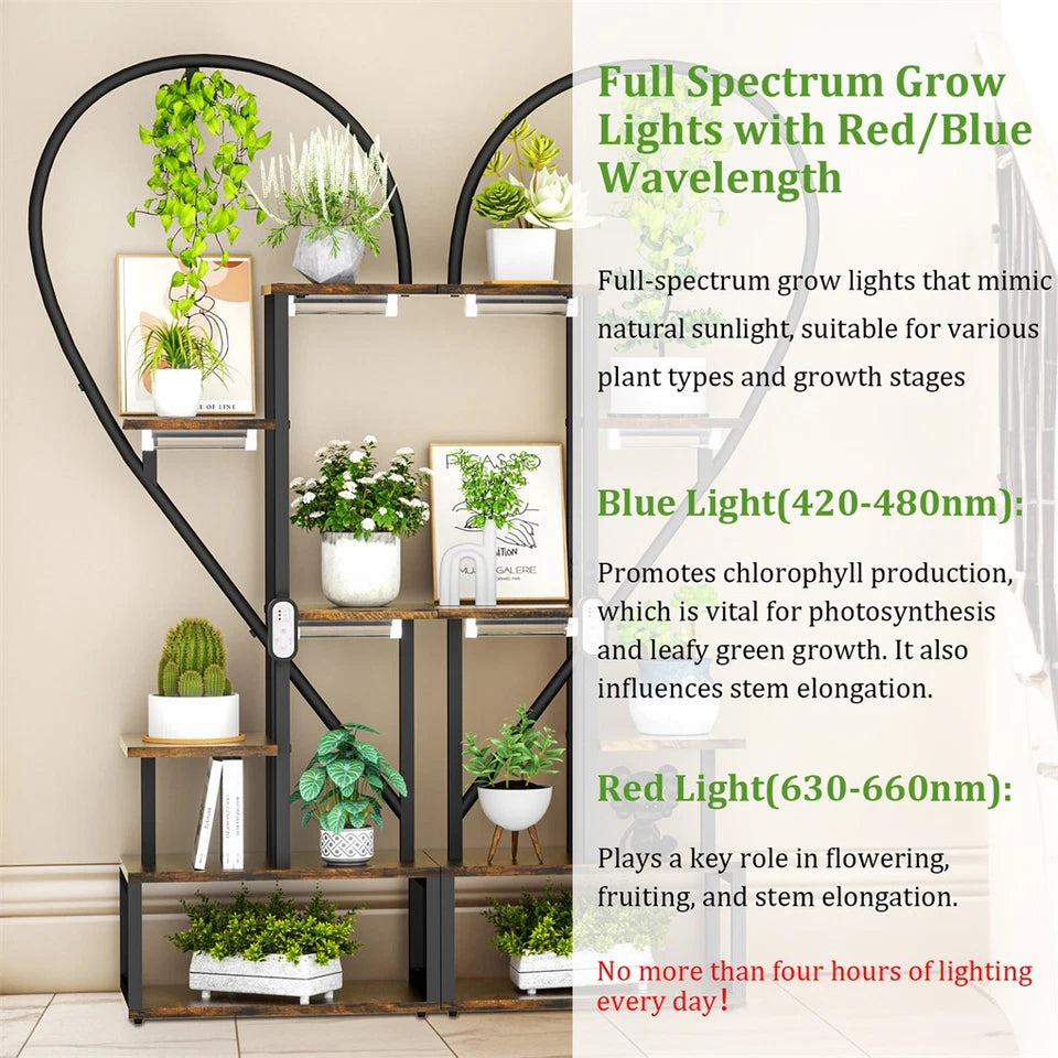 Set of 2 Indoor Plant Stands with Lights 6 Tier Display Racks