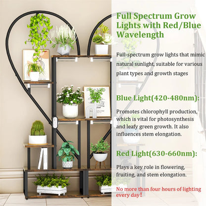 Set of 2 Indoor Plant Stands with Lights 6 Tier Display Racks