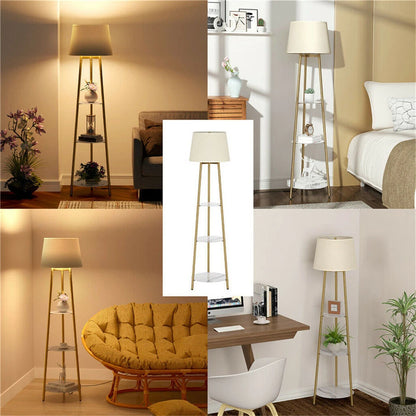160cm Tall LED Floor Lamp Marble Shelves Corner Free Standing Lamp Reading Light