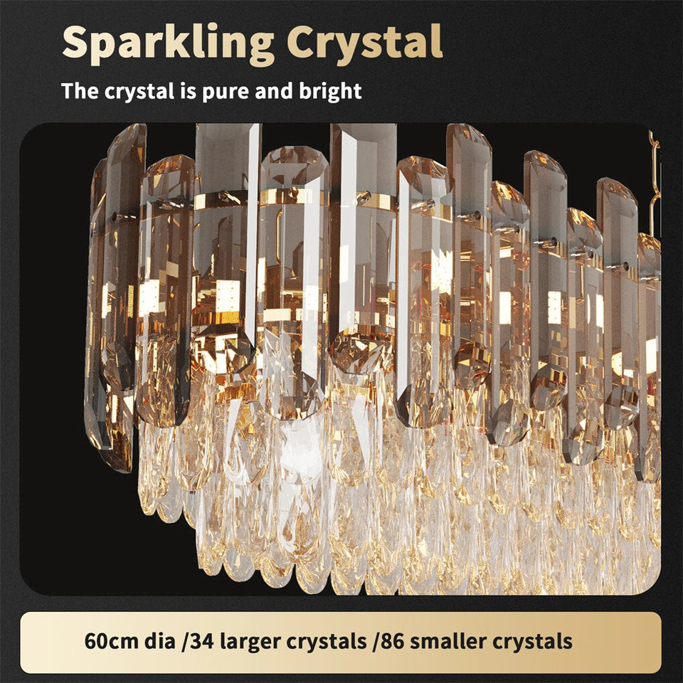 60cm Crystal Chandelier with 3-Color Adjustable Light