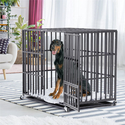 Heavy Duty XXL Dog Crate with Wheels and Lock
