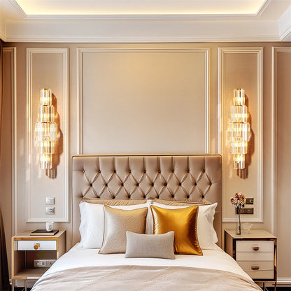 Gold 5-Tier Crystal Wall Sconce with LED Lights