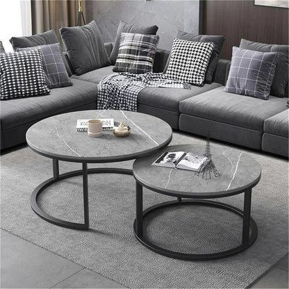 Double Layer Circle Marble Tables for Living Room or Sofa Side