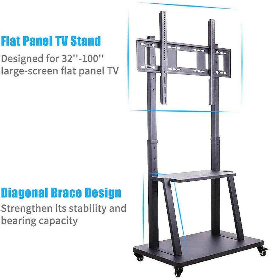 Heavy duty floor TV stand, full product view