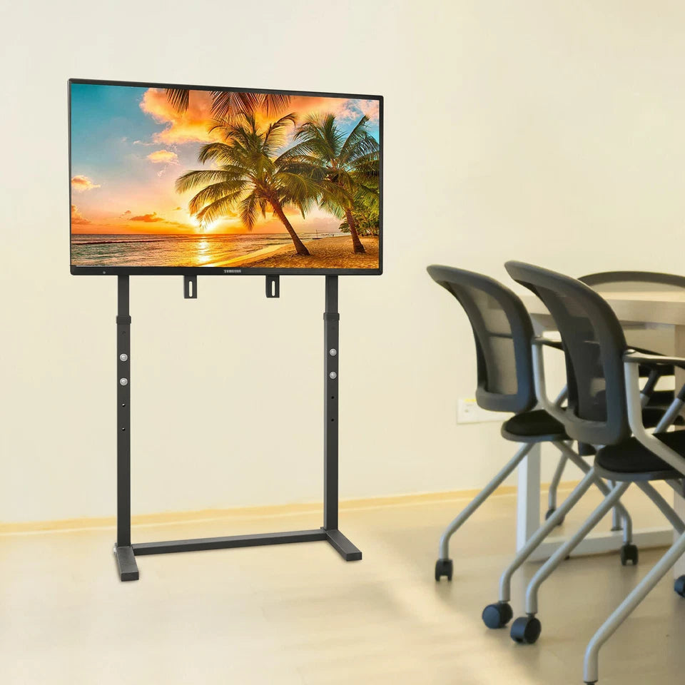 Black 32–100" Flat Screen Floor Stand with Space-Saving Contemporary Base