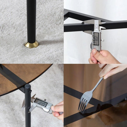 Brown Tinted Round Tempered Glass Coffee Table with Modern Metal Frame