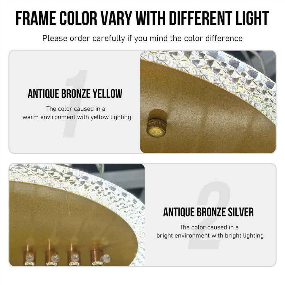 Gold Acrylic Ring LED Chandelier Ceiling Light 60cm