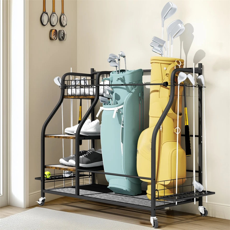 Golf Equipment Organizer with Wheels for Garage or Clubhouse