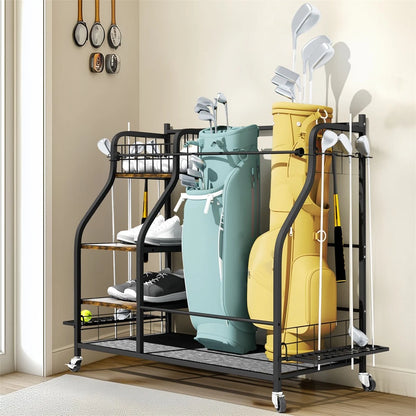Golf Equipment Organizer with Wheels for Garage or Clubhouse