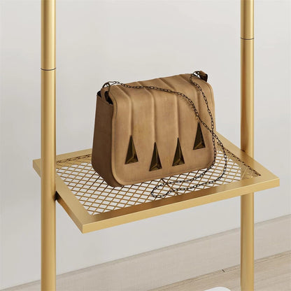 Gold Metal Clothes Rack with Marble Base for Home or Hotel Entryway
