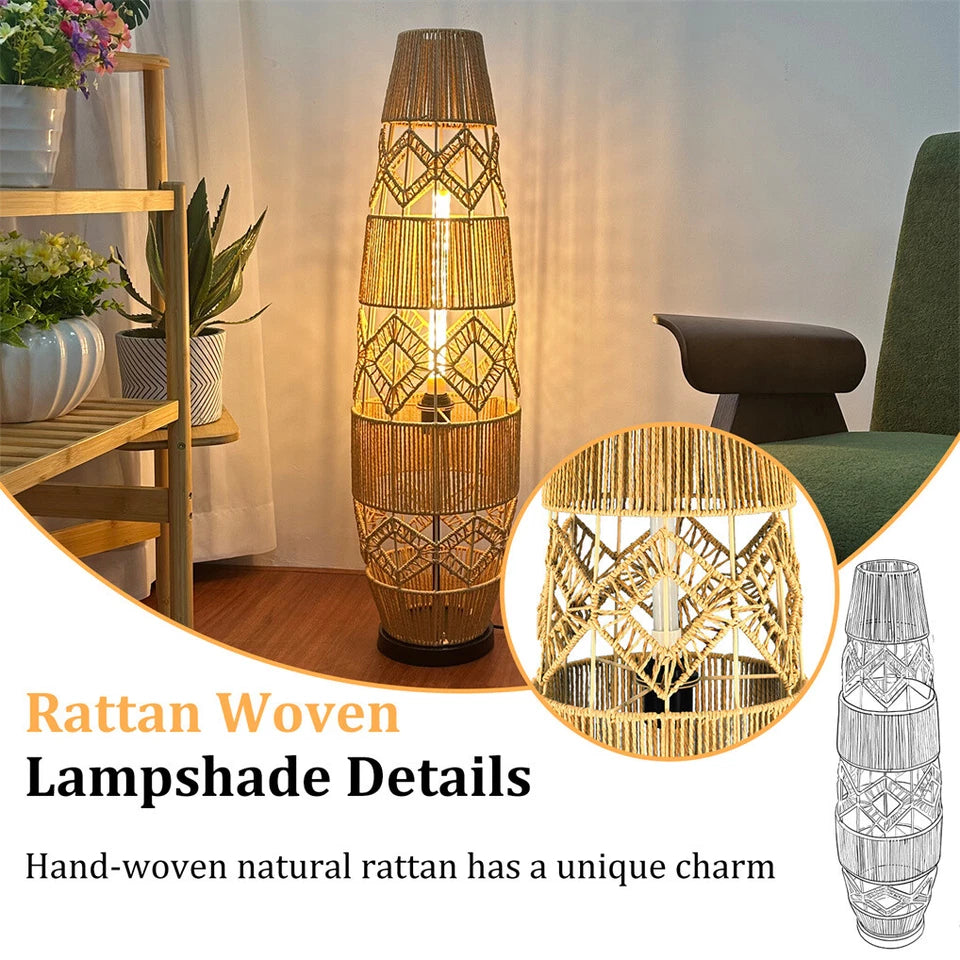 Natural Rattan Handcrafted LED Floor Lamp 93.5cm