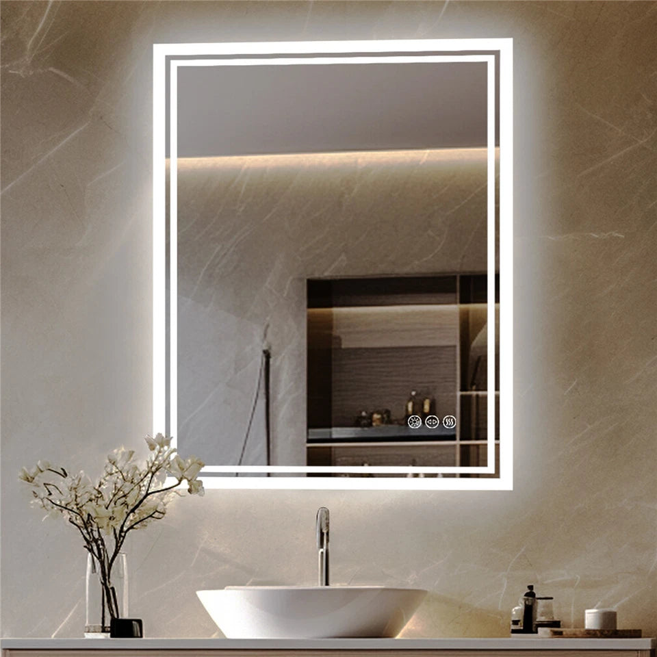 Bright Touch LED Mirror with Warm & Cool Lights