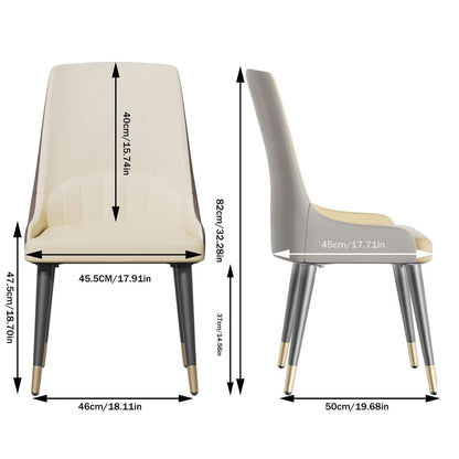 Creamy White and Grey Two-Tone Dining Chairs Set of 2 with High Back