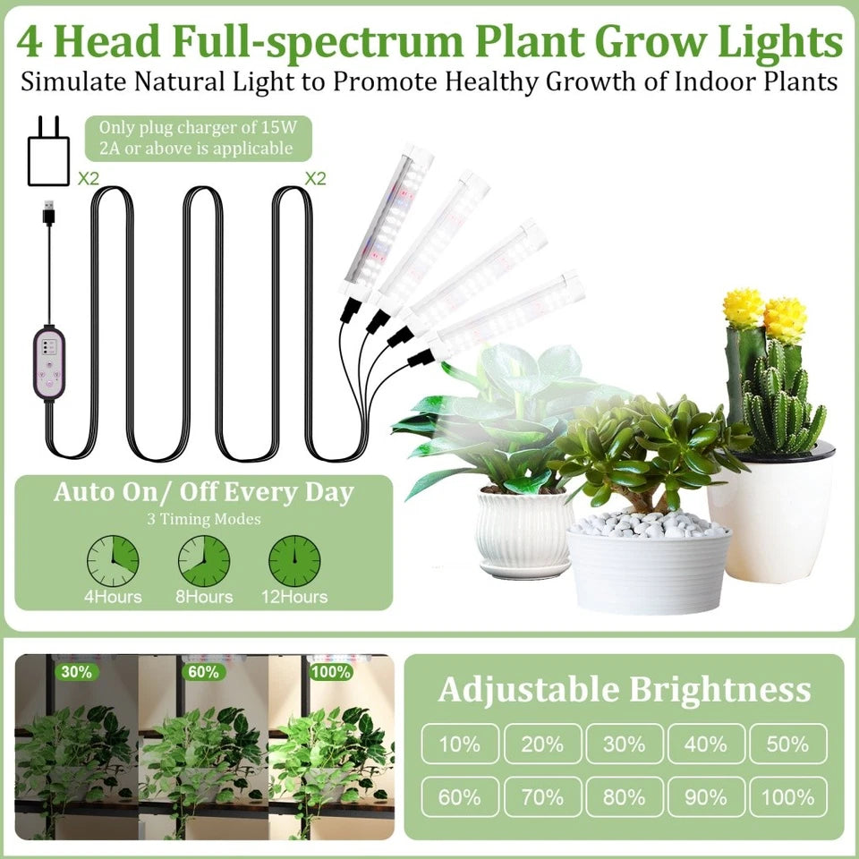 Tall Half Moon Plant Shelf with Grow Lights for Indoor Use
