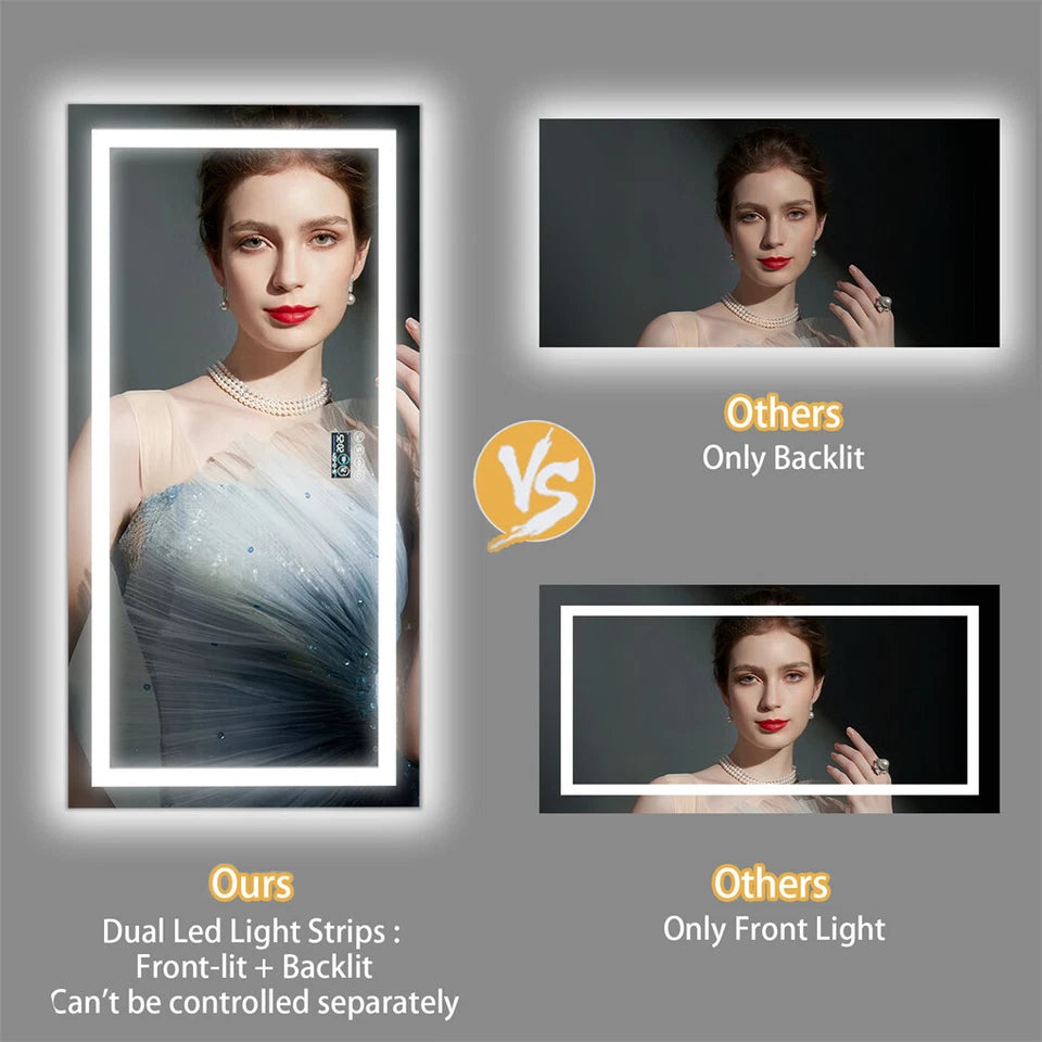FIN Huge 1.8m Bluetooth LED Bathroom Mirror Dual Lights Dimming Music Vanity Mirror