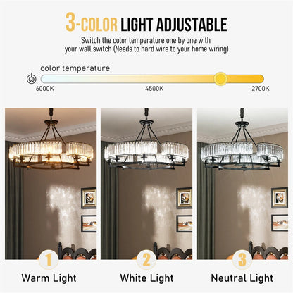 Large Black Crystal Chandelier with 8 E14 Lights