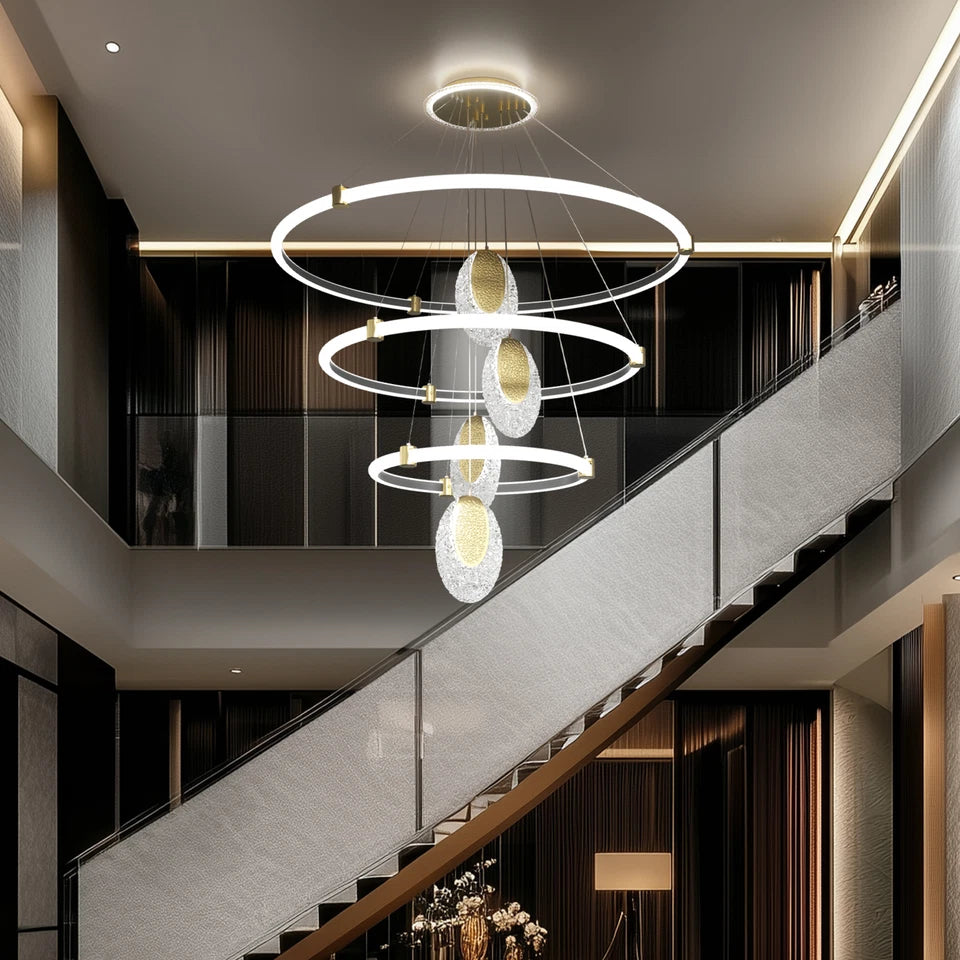 Gold Acrylic Ring LED Chandelier Ceiling Light 80cm