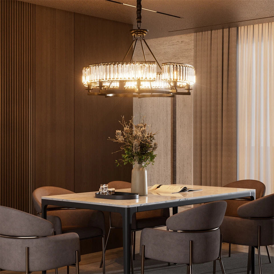 Black Crystal Chandelier with 6 E14 LED Lights