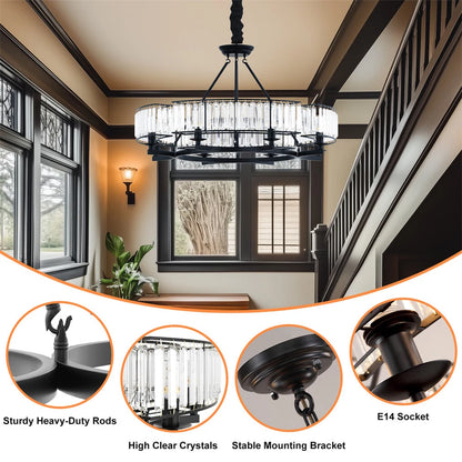 Black Crystal Chandelier with 6 E14 LED Lights