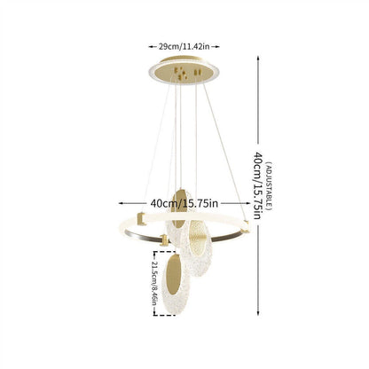 Gold Acrylic Ring LED Chandelier Light 40cm