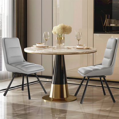 Light Grey 360 Swivel Dining Chairs Set of 2 with Ergonomic High Back