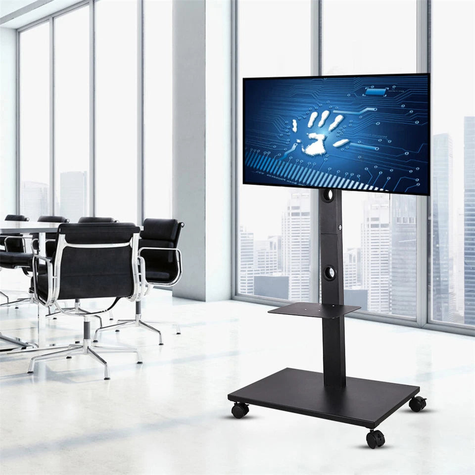 Rolling Trolley TV Floor Stand Portable Television w /Swivel VESA Bracket 32-70"