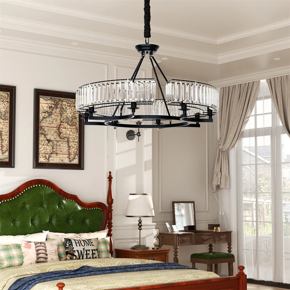 Black Crystal Chandelier with 6 E14 LED Lights