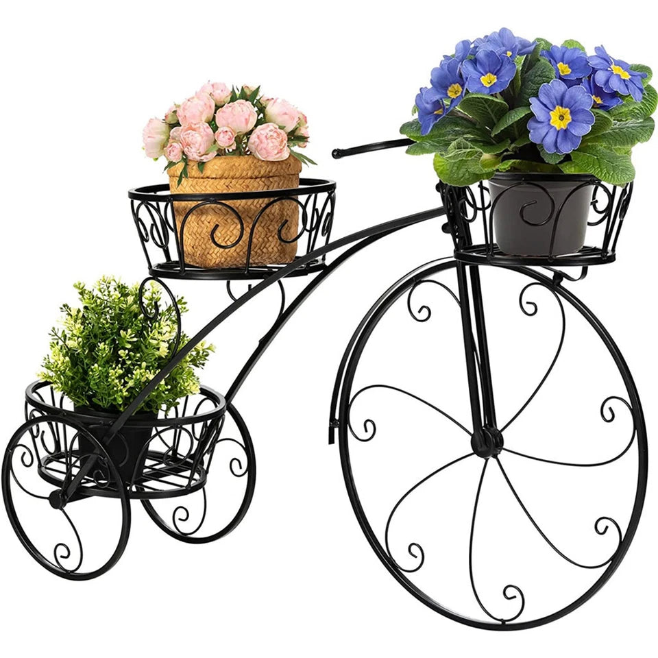 Metal Bicycle Flower Pot Stand for Patio & Garden
