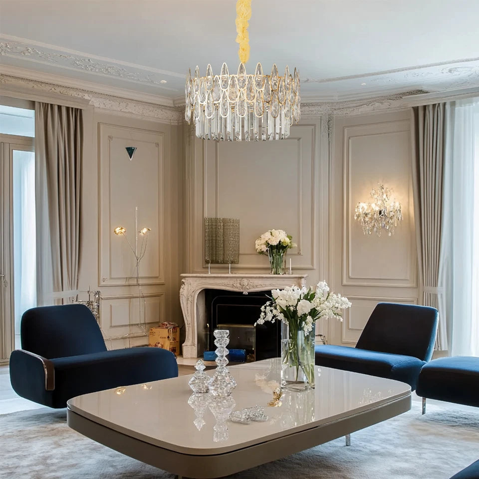 40cm Round Crystal Chandelier with Warm Glow