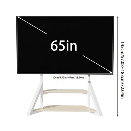 White Heavy Duty TV Floor Stand with 2-Tier Shelves for 65-100 Inch Large Screens