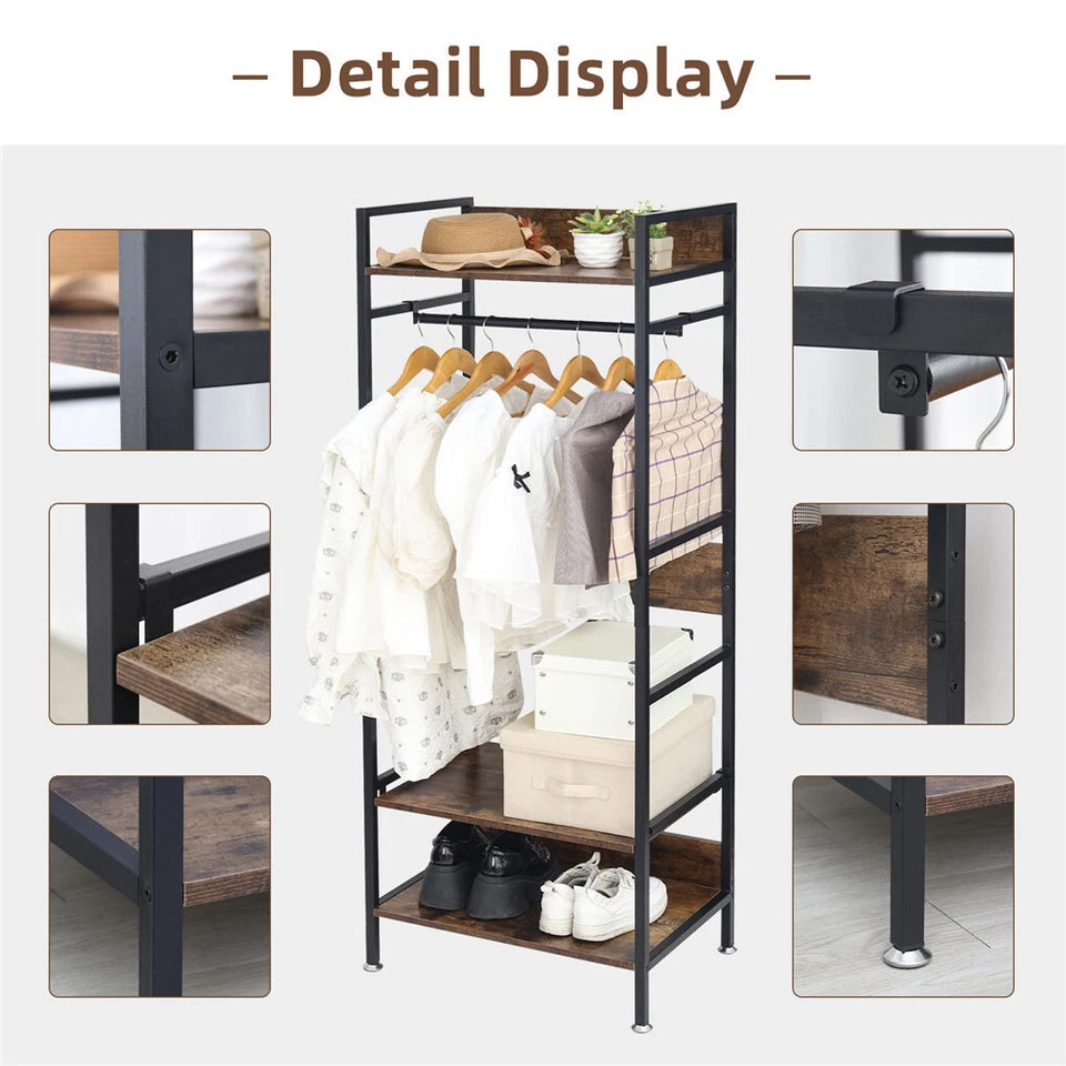 Metal Garment Rack Entryway Coat Rack Open Wardrobe Closet Storage Organizer
